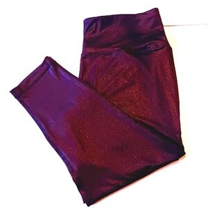 VOGO Athletica High-Waisted Metallic Leggings Purplish/Red Plus Size 2X